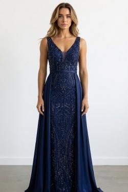 Robe Perlée Sans Manche Drapé & Laçage Dos – MC Élite