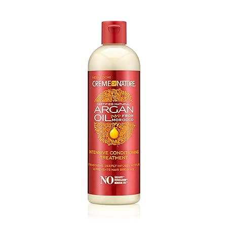 Creme of Nature Argan Oil, Après Shampooing Hydratant Démêlant à l’Huile d’Argan du Maroc, Soin des Cheveux Bouclés Frisés Crépus, Sans Sulfates, Flacon de 354ml