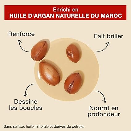 Creme of Nature Argan Oil, Après Shampooing Hydratant Démêlant à l’Huile d’Argan du Maroc, Soin des Cheveux Bouclés Frisés Crépus, Sans Sulfates, Flacon de 354ml