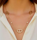 Collier chaîne dorée maillons ovales strass