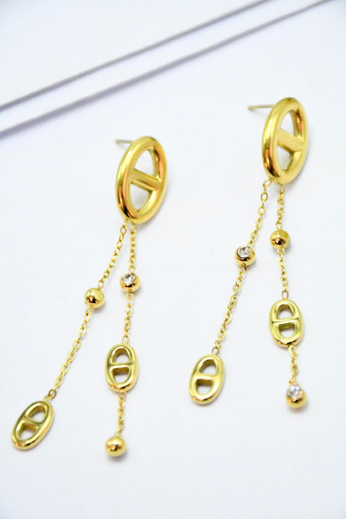 Boucles d'Oreilles pendantes dorées maillons ovales