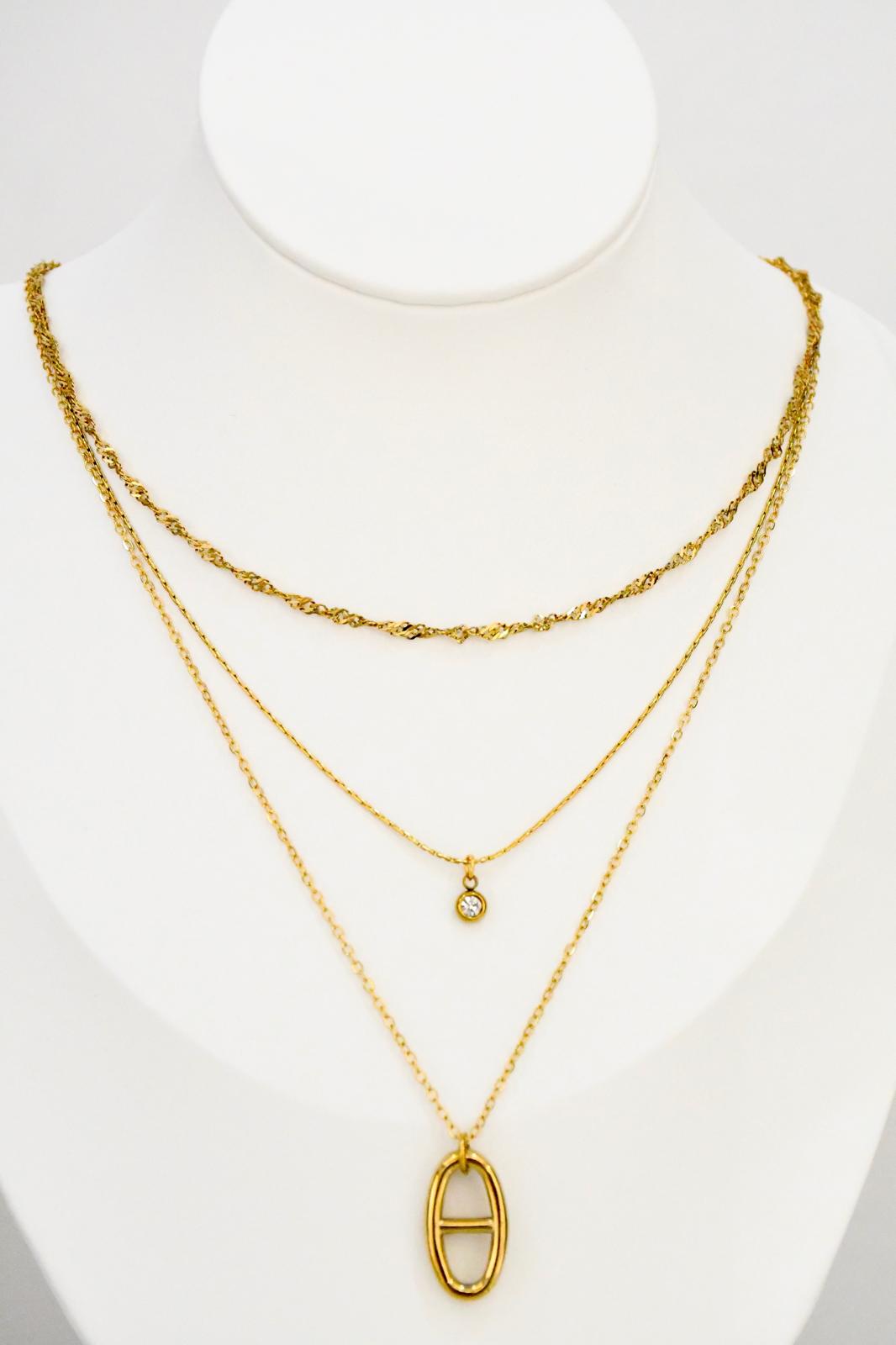 Collier Triple Rang Doré