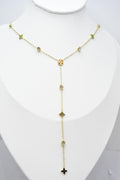 Collier Lariat Trèfle et Strass