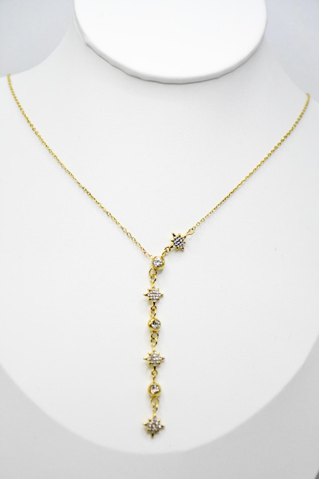 Collier Chute Etoiles Pavées et Strass
