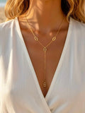 Collier Y doré maillons marins pendentif