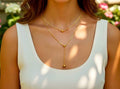 Collier Y doré double rang