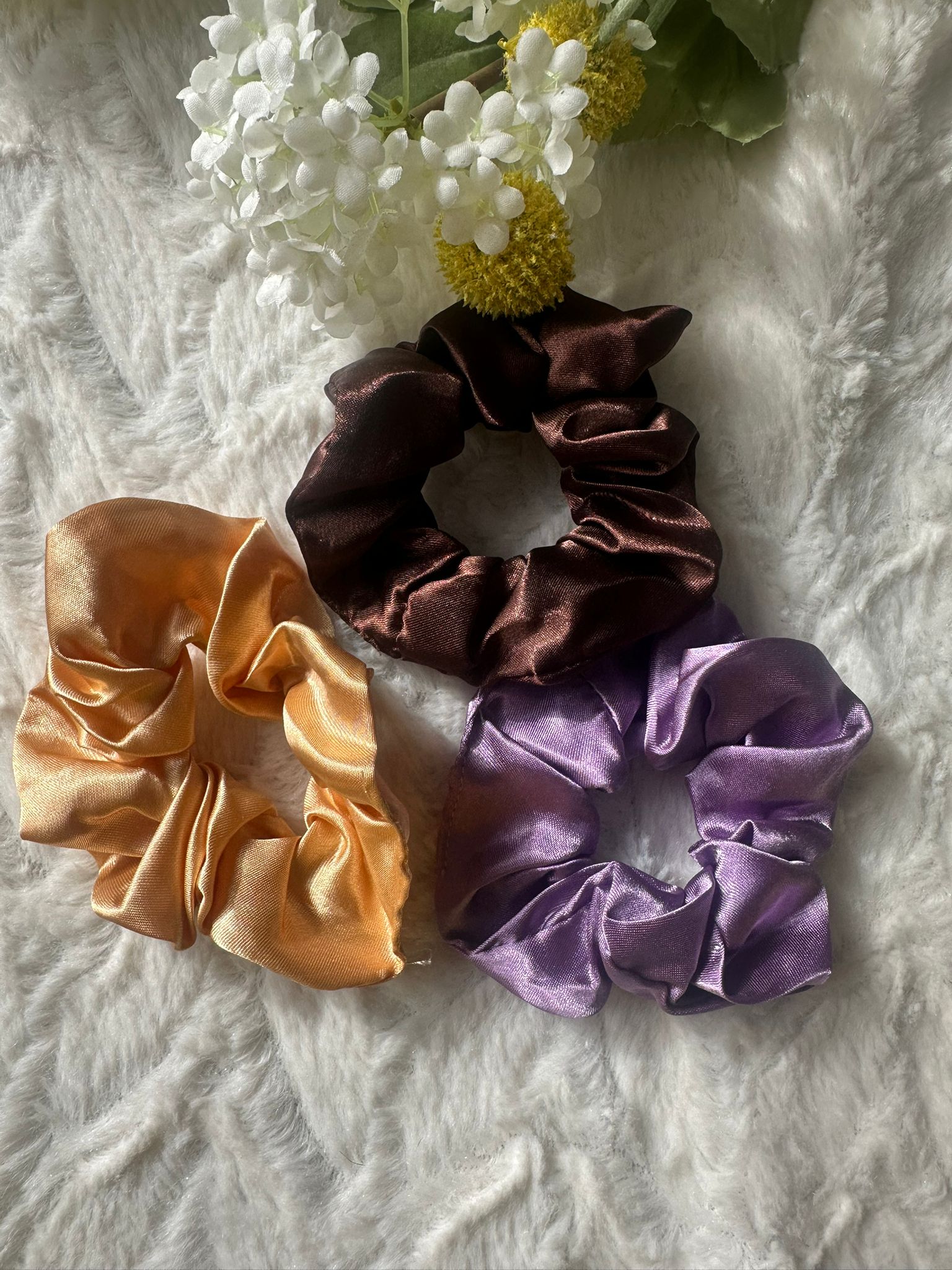 Chouchou Satin MC Elite – Doré, Marron, Violet